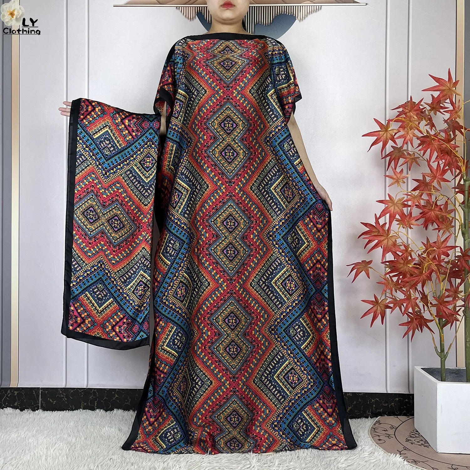 Muslim Abayas For Women 2023 New Fashion Printed Silk Soft Loose Femme Elegant Robe African Maxi Party Dresses With Belt Turban