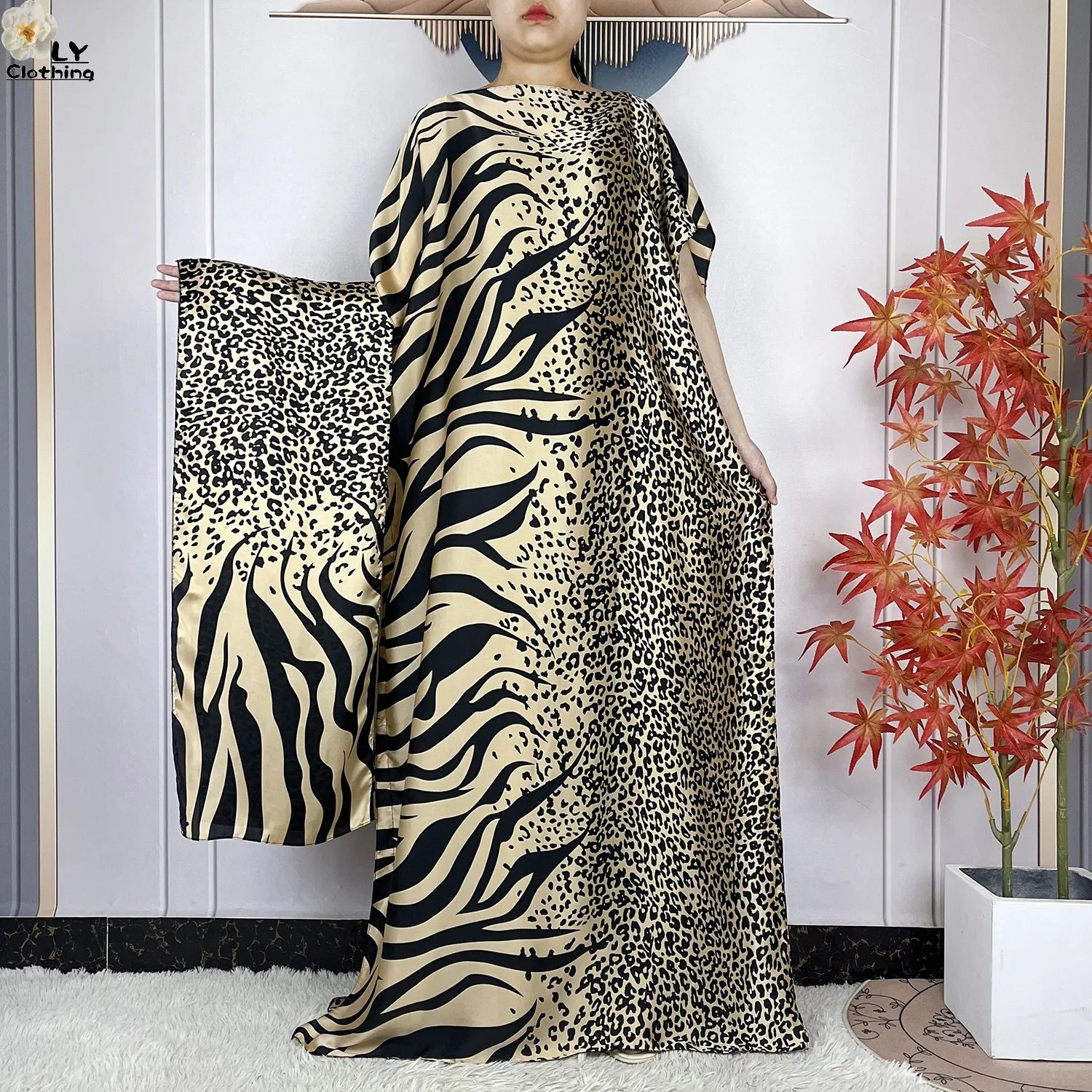 Muslim Abayas For Women 2023 New Fashion Printed Silk Soft Loose Femme Elegant Robe African Maxi Party Dresses With Belt Turban