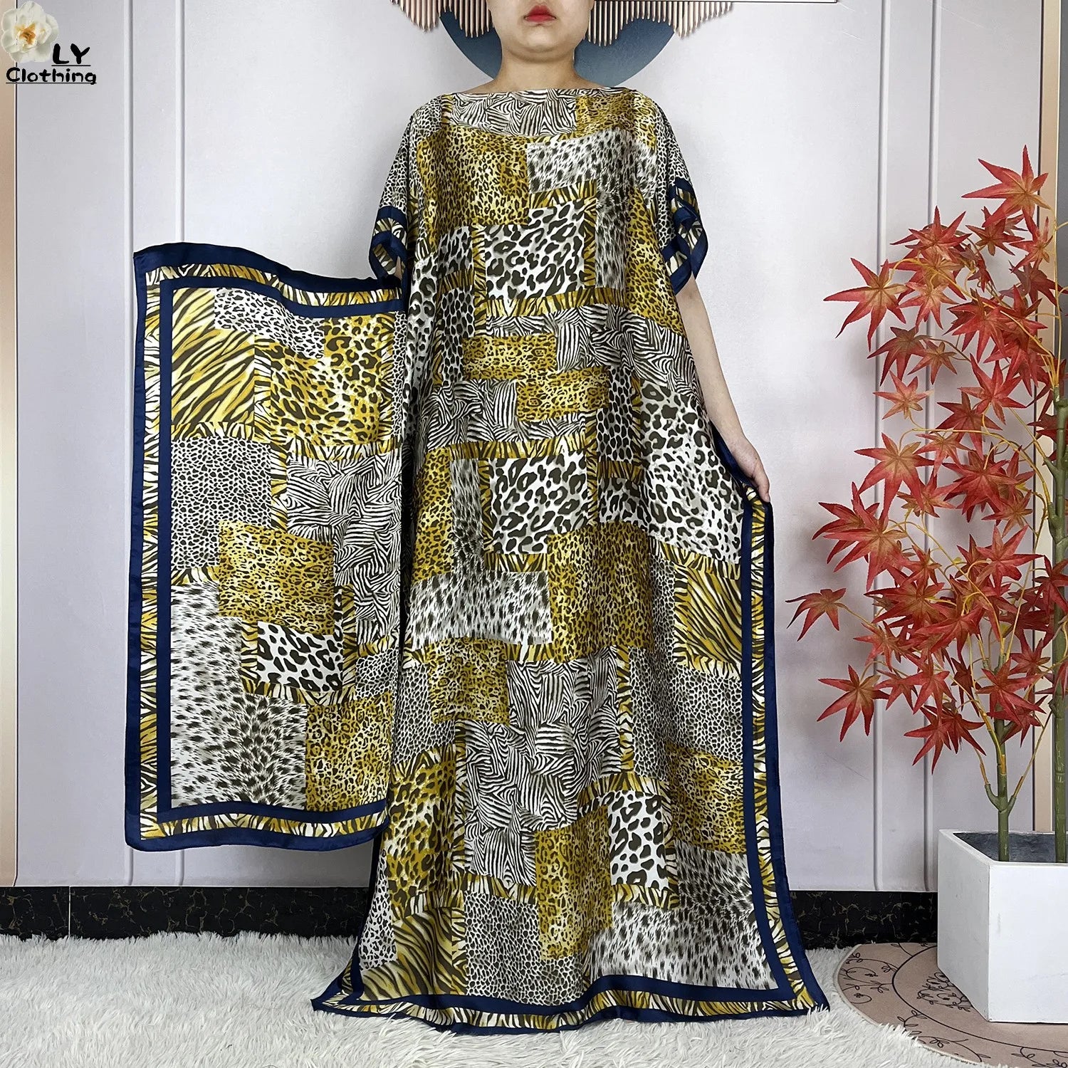 Muslim Abayas For Women 2023 New Fashion Printed Silk Soft Loose Femme Elegant Robe African Maxi Party Dresses With Belt Turban