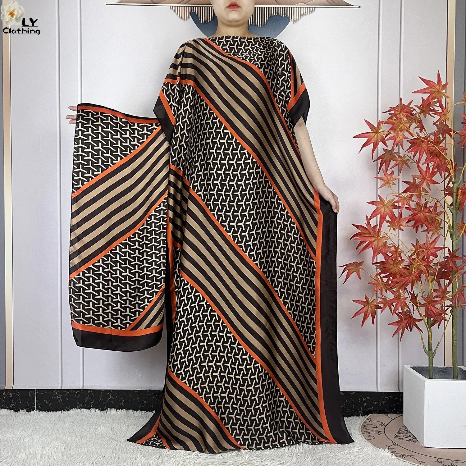Muslim Abayas For Women 2023 New Fashion Printed Silk Soft Loose Femme Elegant Robe African Maxi Party Dresses With Belt Turban