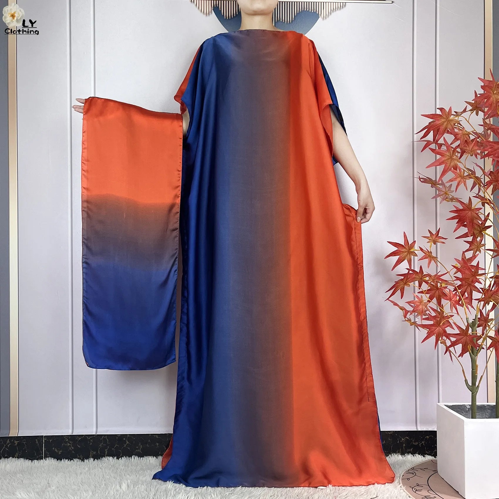 Muslim Abayas For Women 2023 New Fashion Printed Silk Soft Loose Femme Elegant Robe African Maxi Party Dresses With Belt Turban