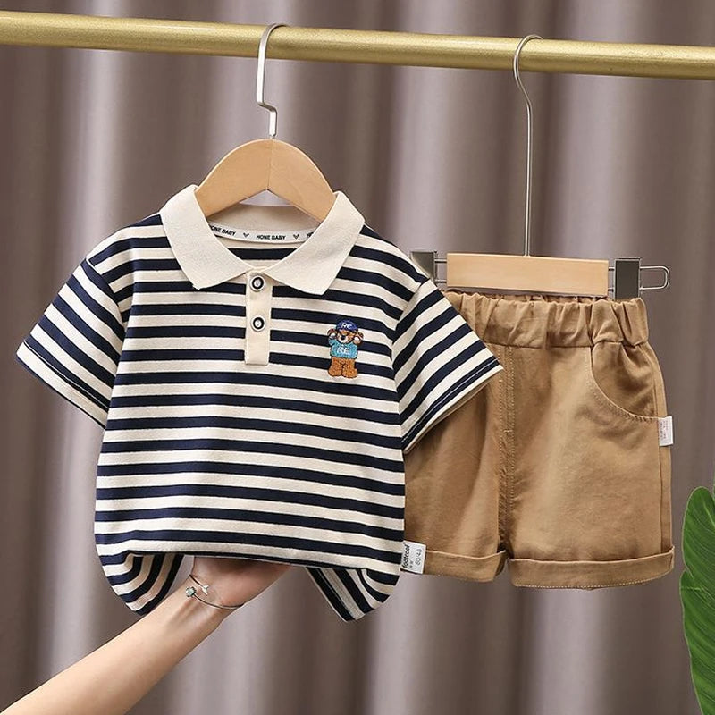 Baby Boy Clothes Set T-shirt+Shorts Kids Boy Summer Clothing Set Cute Cartoon Baby Boy Outfit Set Infant Toddler Tee Shirt Pants